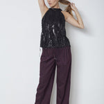 SillaCC Sequin Halter Top - Black - Co'couture