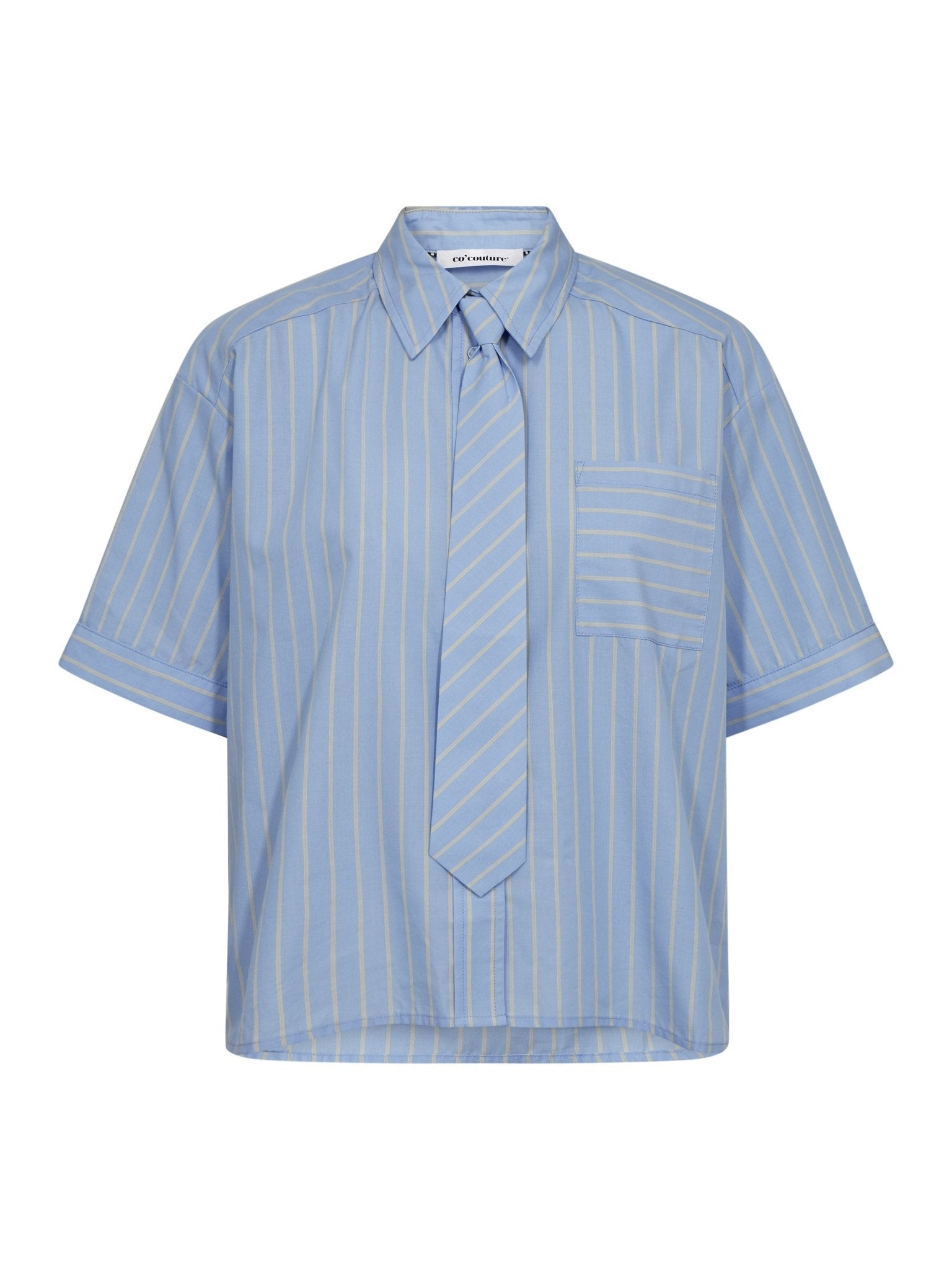 SimoCC Stripe SS Tie Shirt - Pale Blue - Co'couture