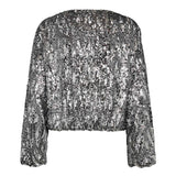 SophieCC Sequin Balloon Jacket - Silver - Co'couture