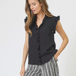SuedaCC Frill Top - Black - Co'couture