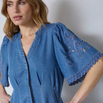 TillyCC Emb Pleat Dress - Denim blue - Co'couture