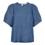 TillyCC Emb SS Blouse - Denim blue - Co'couture