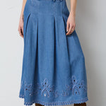 TillyCC Pleat Emb Skirt - Denim blue - Co'couture