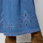 TillyCC Pleat Emb Skirt - Denim blue - Co'couture
