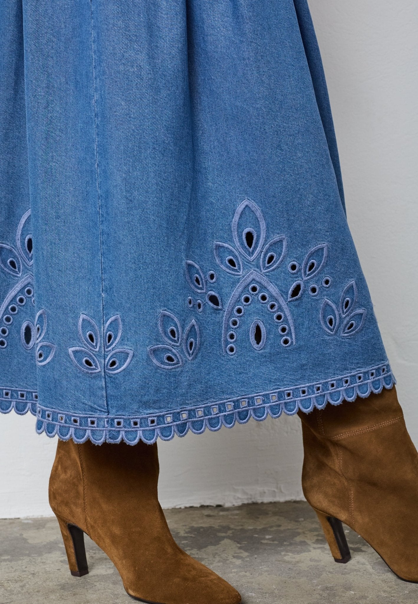 TillyCC Pleat Emb Skirt - Denim blue - Co'couture