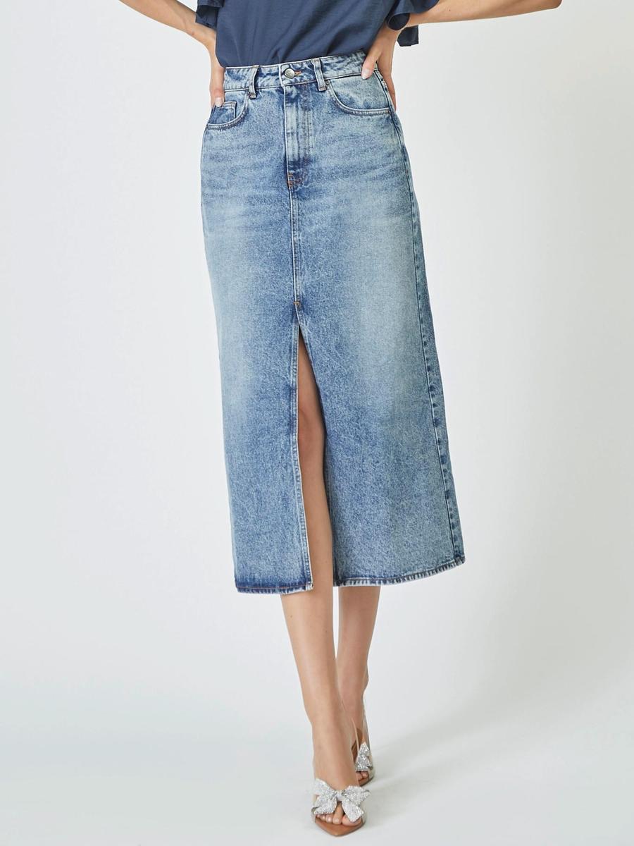 VikaCC Slit Denim Skirt - Denim blue - Co'couture
