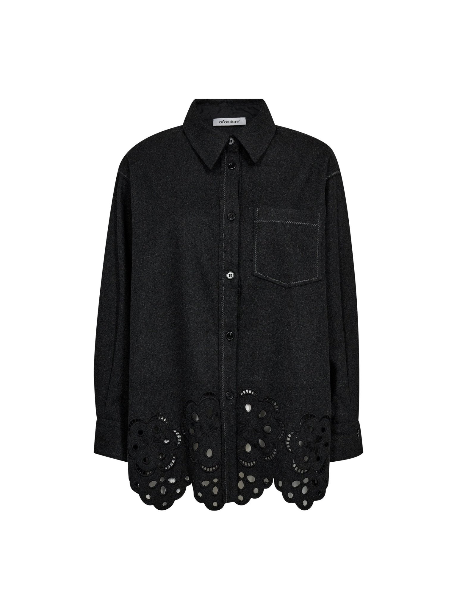 WarrenCC Wool Embroidery Shirt - Dark Grey - Co'couture