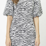 ZionCC Zebra Crop Puff Dress - OffWhite - Black - Co'couture